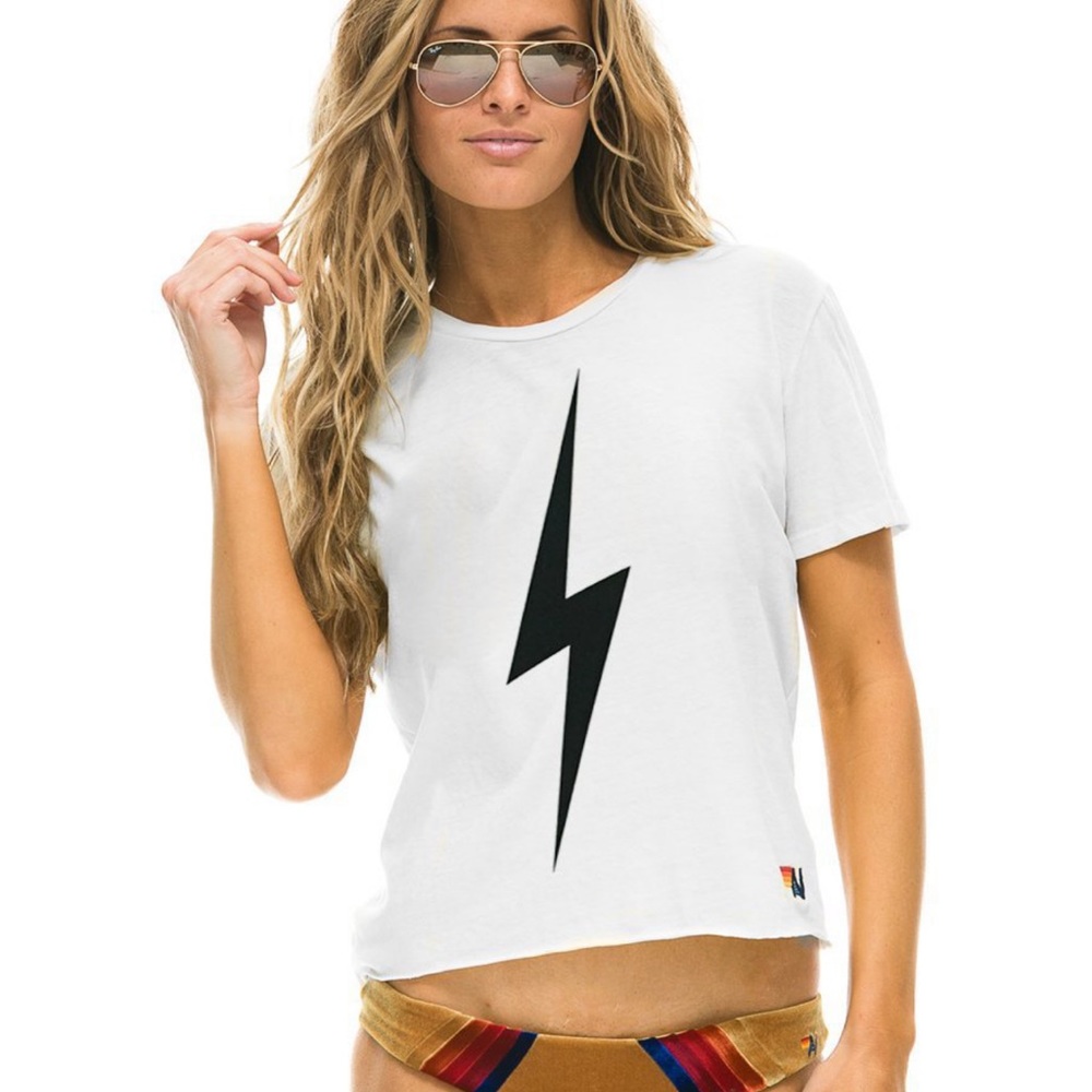 AVIATOR NATION CROPPED BOLT BOYFRIEND TEE⚡️